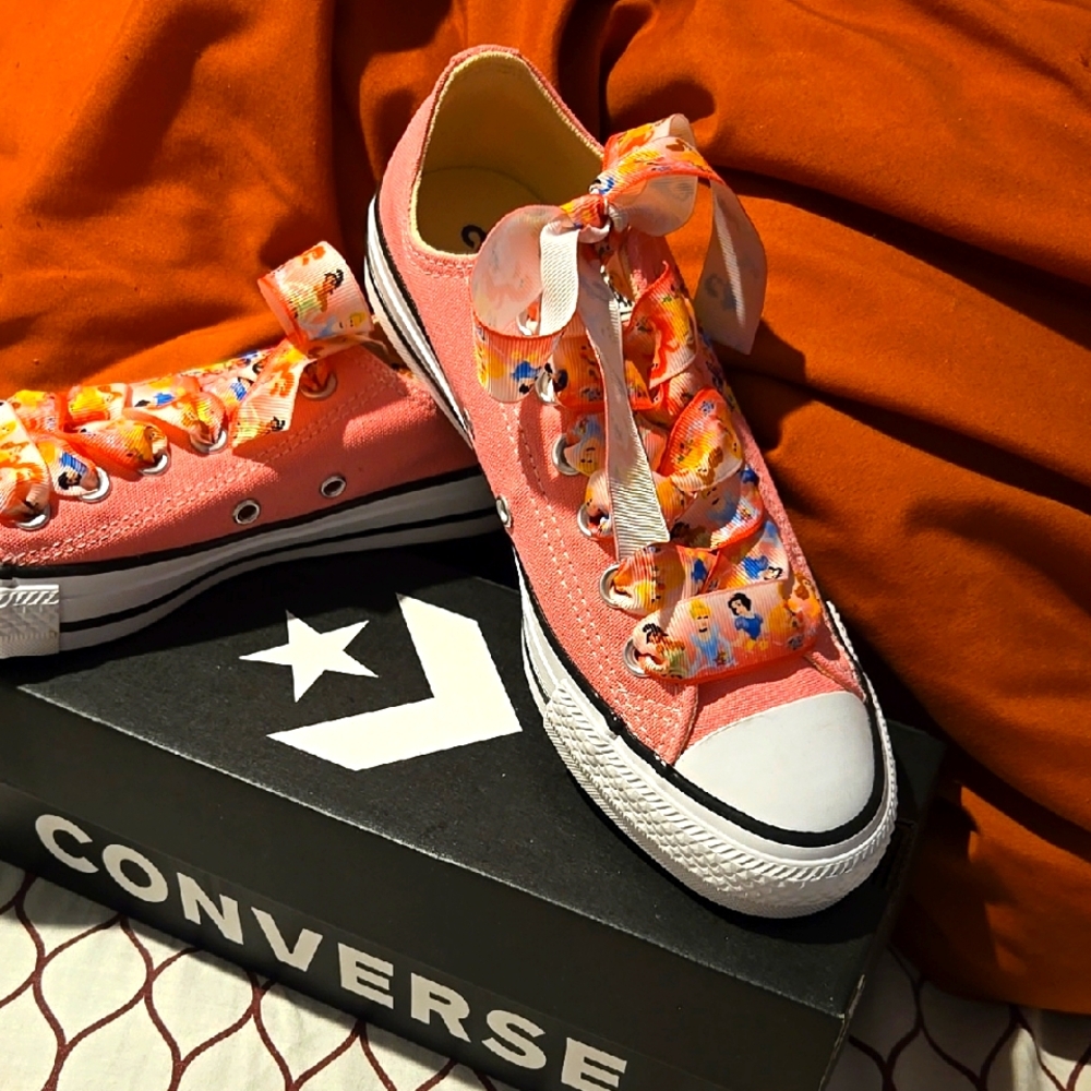 Converse Pink Sneakers with Disney Princess Laces